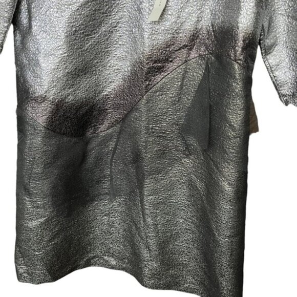NWT Marc Jacobs Silver Metallic V-Neck Mini Dress Women Sz 6 - Picture 6 of 11